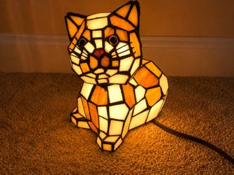 🐱 Tiffany-Style Stained Glass Cat Lamp – So Adorable! ✨