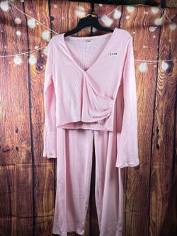 No Boundaries Pink Ribbed Wrap Top and Pants Set Women's XXL