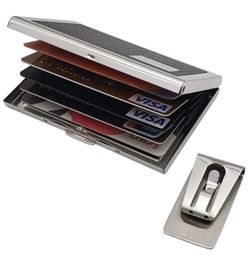RFID Blocking Credit Card Wallet Stainless Steel Business Card Holder Debit Card Protective Case Slim Metal Money Clip for Men and Women