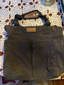 NICAV Canvas Tote Bag with Leather Accents