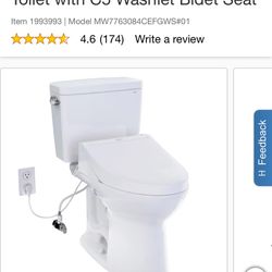 TOTO Drake Toilet + C5 Washlet Combo – New/Uninstalled