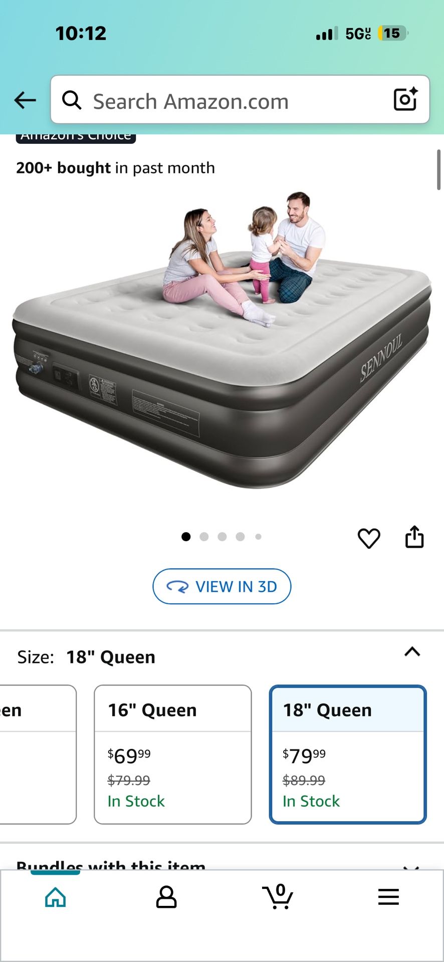 Brand New Sennoul 18” Air Mattress With Built In Pump 