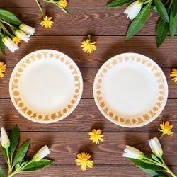 Vintage Corelle Livingware Corning Butterfly Gold Salad Plates 8.5” Set Of 2