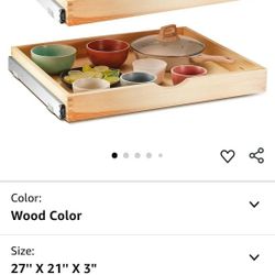 Menkxi 2 Set Pull out Tray Cabinet Organizer Wooden Pull Drawers storage Slide out Pantry Shelf for Base Cabinet Kitchen Gentle Close Fully Assembled 