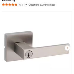 Kwikset Singapore Square Satin Nickel Keyed Entry Door Handle with Microban Featuring SmartKey Security