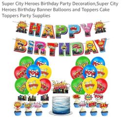 Super City Heroes Birthday Party Decoration 