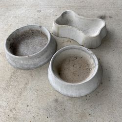 3- Concrete Dog/ Pet Bowls 