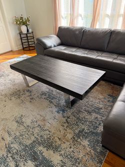 Black Wood Coffee Table with Metal Legs