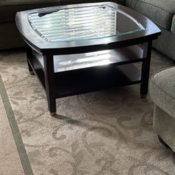 Glass Top Coffee Table With Matching End Table