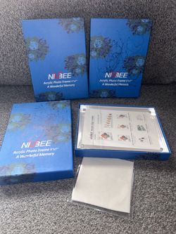 Niubee Acrylic Picture Frame 5x7, 20% Thicker Block Clear Double Sided