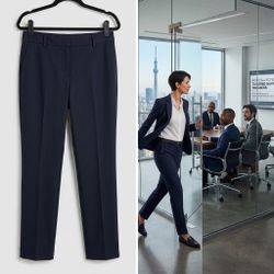 Nili Lotan Navy Tailored Trousers Womens Size 6