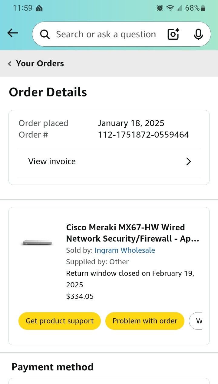 Cisco MX67 Firewall