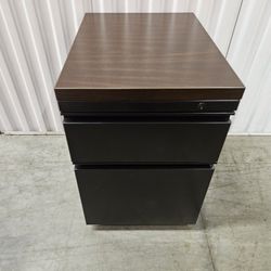 DARK BROWN OFFICE WORK STORAGE FILE CABINET ON WHEELS