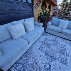 Beautiful Living Room Set 2 Couches Color Light Gray Totally Deep In Good Condition No Stains No Smell Modern Furniture 