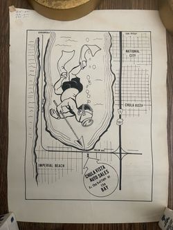 Vintage Chula Vista Auto Sales Original Advertising Art