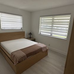 Ikea Malm Queen Bed Frame with Under Bed Storage and Mattress - New