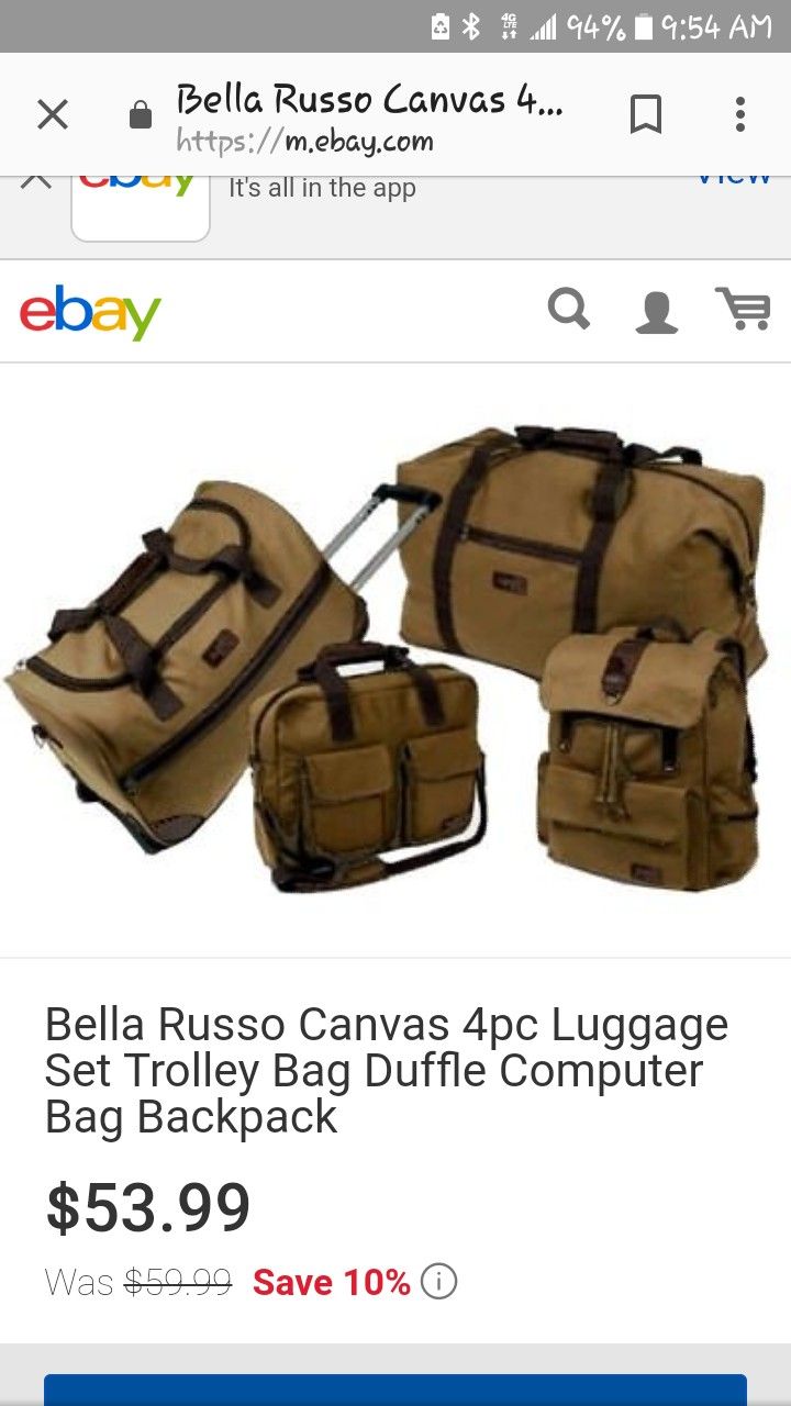 Bella russo sales canvas luggage set