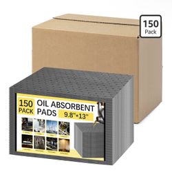 Heatpure 150 Pack Oil Absorbent Pads, Polypropylene oil Spill Mat 9.8 x 13 Inch Water Absorbent Garage Accessories Dry Oil Pads Reusable Absorbing Pro