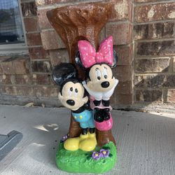 RARE Mickey & Minnie Mouse 19" Disney Bird Bath Base garden Outdoor Decor 
