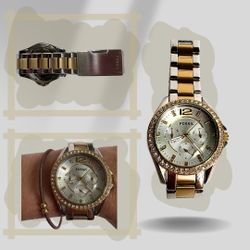 Gold And Silver Unisex Fossil Watch 