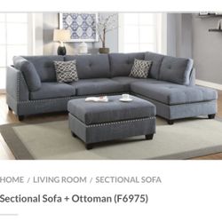 Gray Sectional Sofa With Ottoman