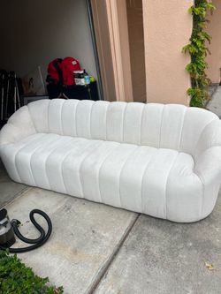 Beautiful Ivory Channel-Tufted Sofa