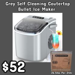NEW Grey Self Cleaning Coutertop Bullet Ice Maker: Njft 