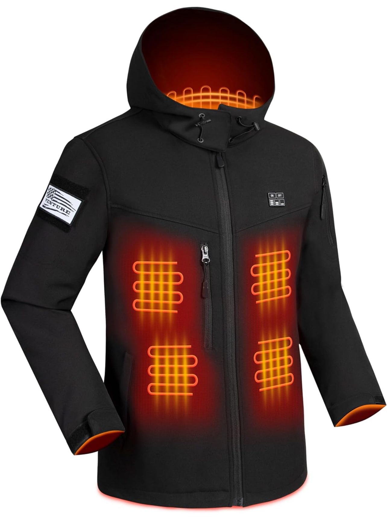 Men's Heated Fleece Jacket, Heated Jacket for Men with 10000mAh Large Capacity Battery Pack and Hand Warm Pockets