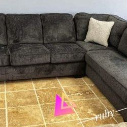 New 💥 Slate Dark Gray L Shape Altari 2 Piece Sectional Couch With Chaise | Brand New @ Sameday Delivery 🚚