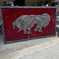 Vintage Rhino Wooden Frame 
