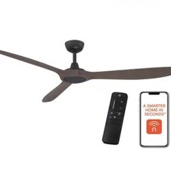 Tager 60 in. Smart Indoor/Outdoor Matte Black with Whiskey Barrel Blades Ceiling Fan with Remote Powered by Hubspace