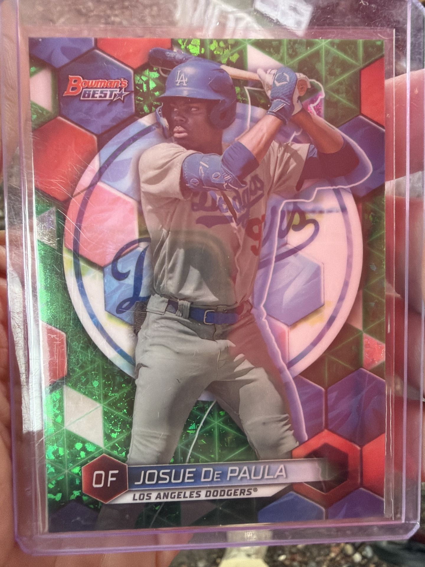  2023 Bowman’s Best Josue De Paula Green Lava Refractor #88/99 – Los Angeles Dodgers 🔥
