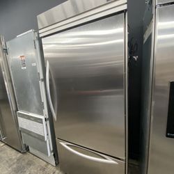 KitchenAid Stainless Steel Bottom Freezer 36” Built In Fridge 