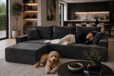 90.6" Sectional Boneless Couches, Modern L-Shape Cloud Couch with Chaise, Memory Foam Modular Sectional Sofas for Living Room, Sofa in A Box, No Assem