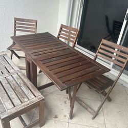 Used Table, 3 Chairs And Bench