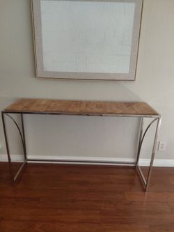 Wood and Chrome Entry/Console Table