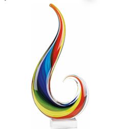 Murano-Style Glass Sculpture - Home Decor Glass Art - 16" Tall Mouth-Blown Glass Decor