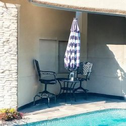 Patio Bistro Garden Patio Table And 2 Barstools  Metal