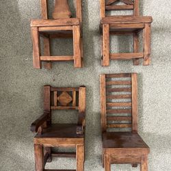 Four 9” Wooden Chairs Wall Hanging