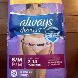 Always Discreet Underwear, S/M, 32ct, $12