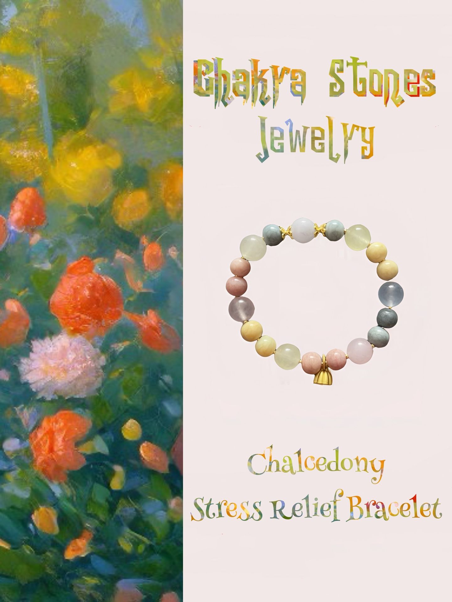 Handmade Chakra Stones Chalcedony Beaded Bracelet for Stress Relief Good Luck
