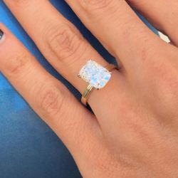 Elongated Cushion Cut Diamond Engagement Ring