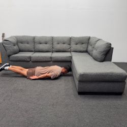 Comfy High Back Gray Sectional Couch - Can Deliver and Setup
