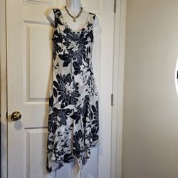 CONNECTED APPAREL Womens Navy Sleeveless Midi Party Fit Flare Dress