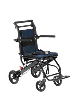 Small and Very Lightweight Foldable Transport Chair, All-TWheelchair with 15.75" Seat, Portable Travel Wheelchair