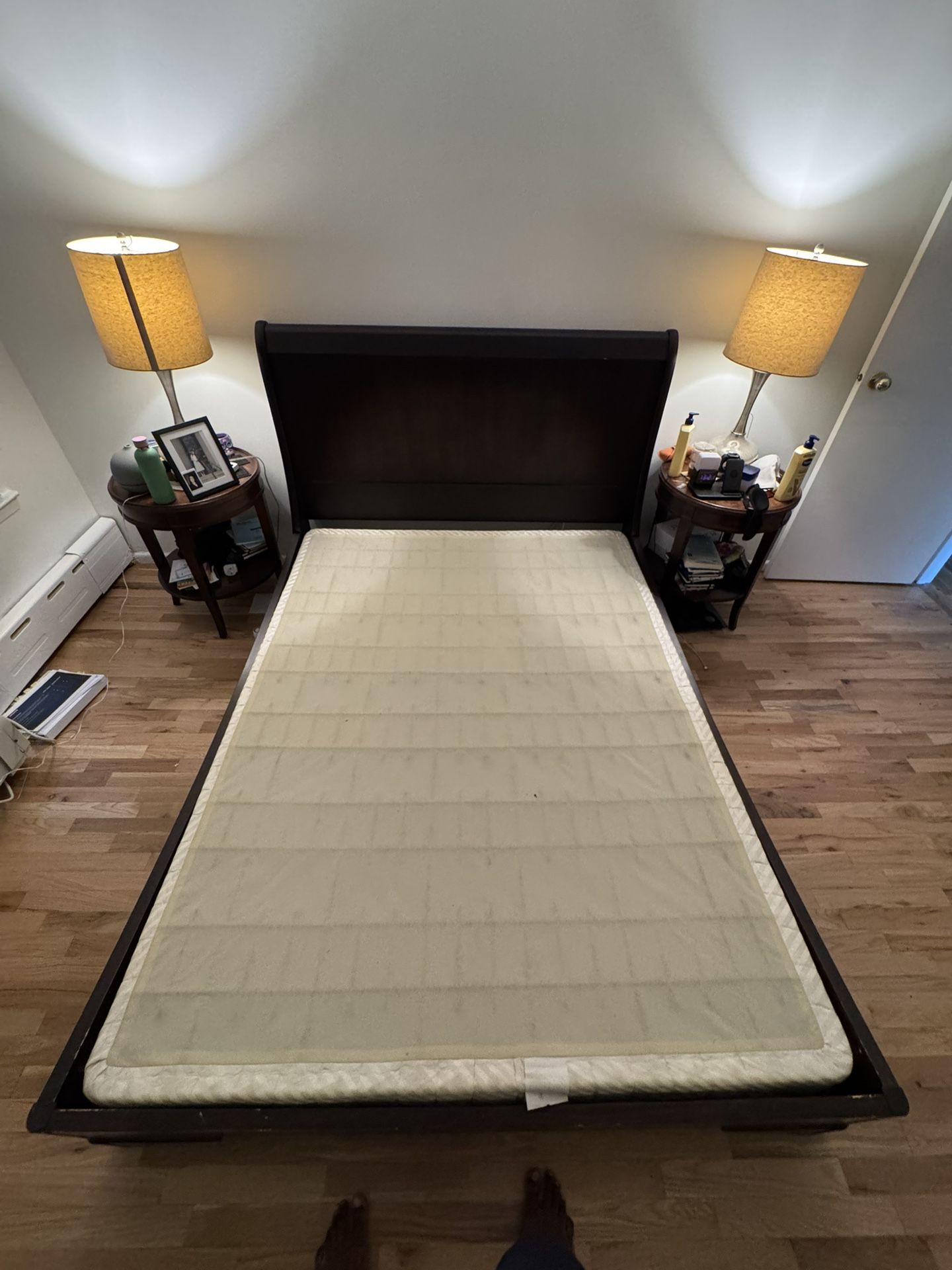 Queen Mocha Sleigh Bed Frame WITHOUT boxspring