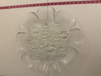 Mikasa Walther Crystal "Rosella" clear glass floral ruffled serving platter