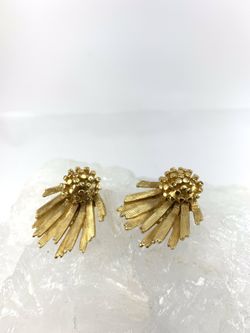 B.S.K. and Trifari gold tone earrings and brooch