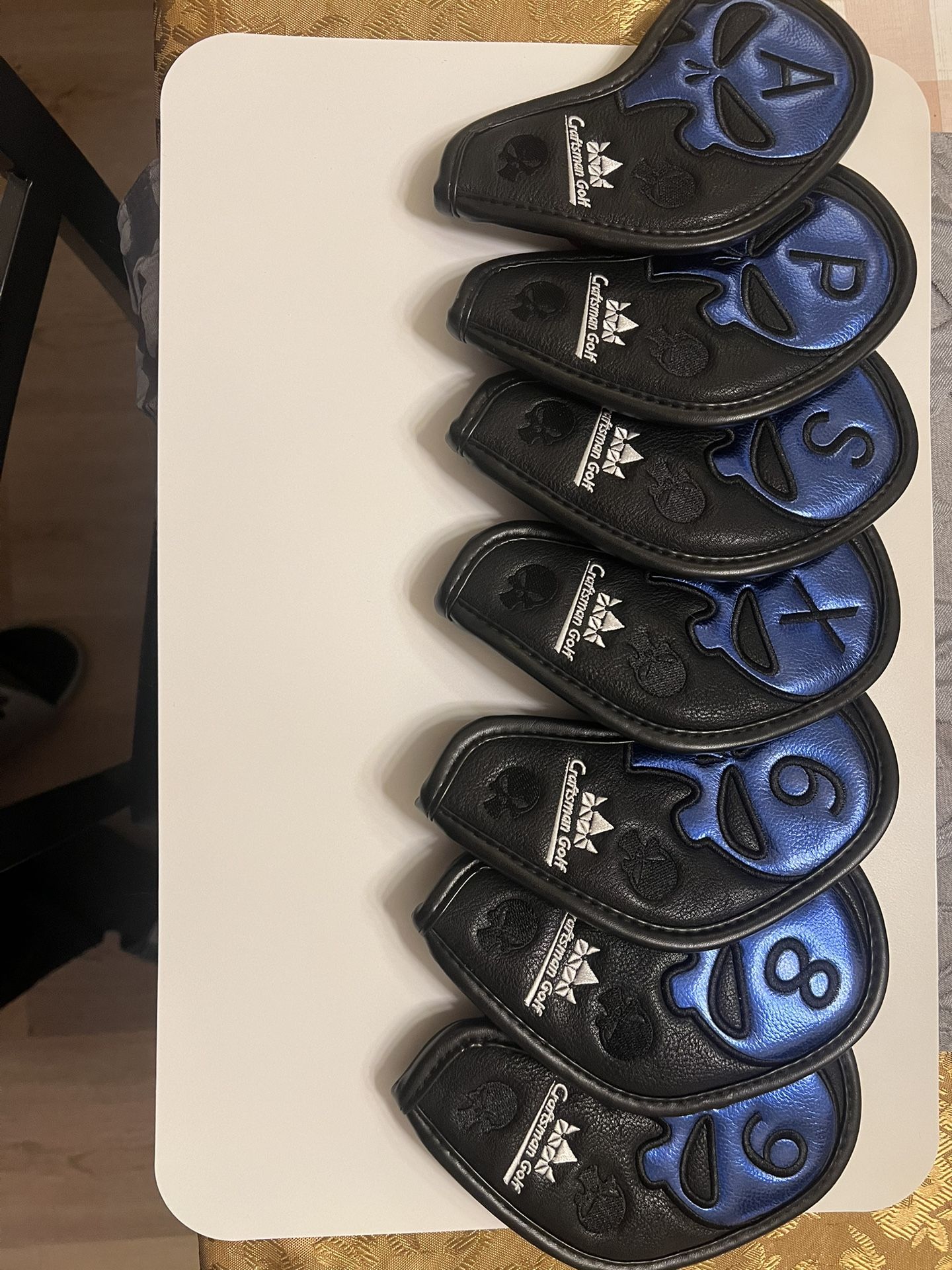 Craftsman Golf Iron Head Covers – Blue Punisher Skull Set