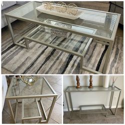 Console End Table And Center Table Glass
